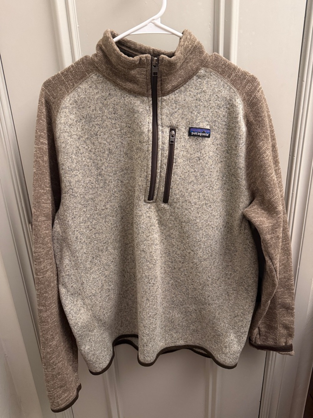 Patagonia Men's Two-Tone Tan and Heather Quarter-Zip Fleece Pullover